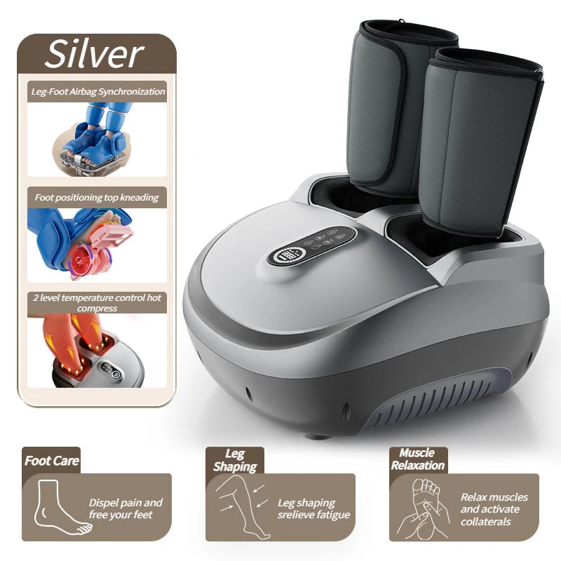 Electric Foot Massage Machine Kneading Roller 8D Airbag Compress Heating Shiatsu Multifunctional Foot Calf Massager Health Care