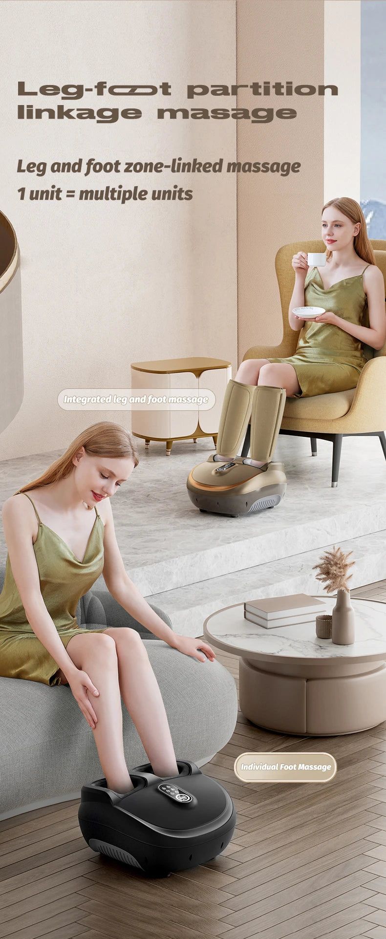 Electric Foot Massage Machine Kneading Roller 8D Airbag Compress Heating Shiatsu Multifunctional Foot Calf Massager Health Care