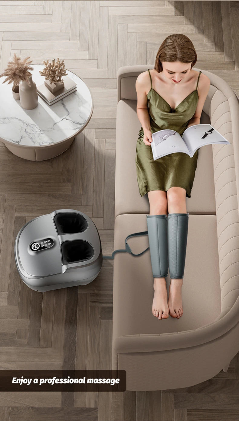 Electric Foot Massage Machine Kneading Roller 8D Airbag Compress Heating Shiatsu Multifunctional Foot Calf Massager Health Care